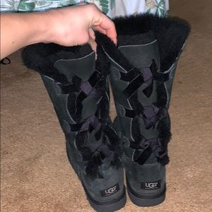 Tall Black Bailey Bow Uggs